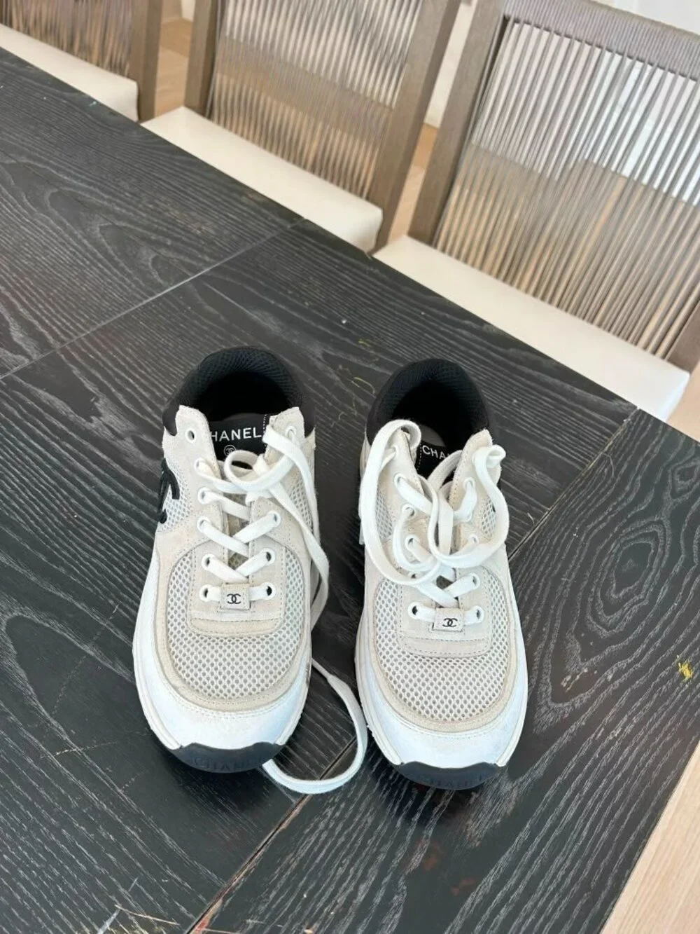 CHANEL SNEAKERS Never Worn Size 9.5 White Black